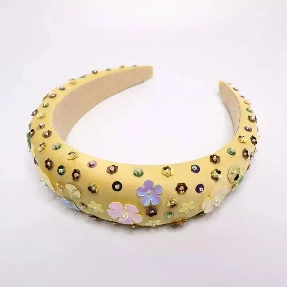 Schwab Jewels Accessories - Flower Momma Flower Embellished Padded Headband YELLOW